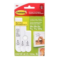 Command Picture Hanging Strips 17218-16ES Assorted White, Value Pack of 16 Sets